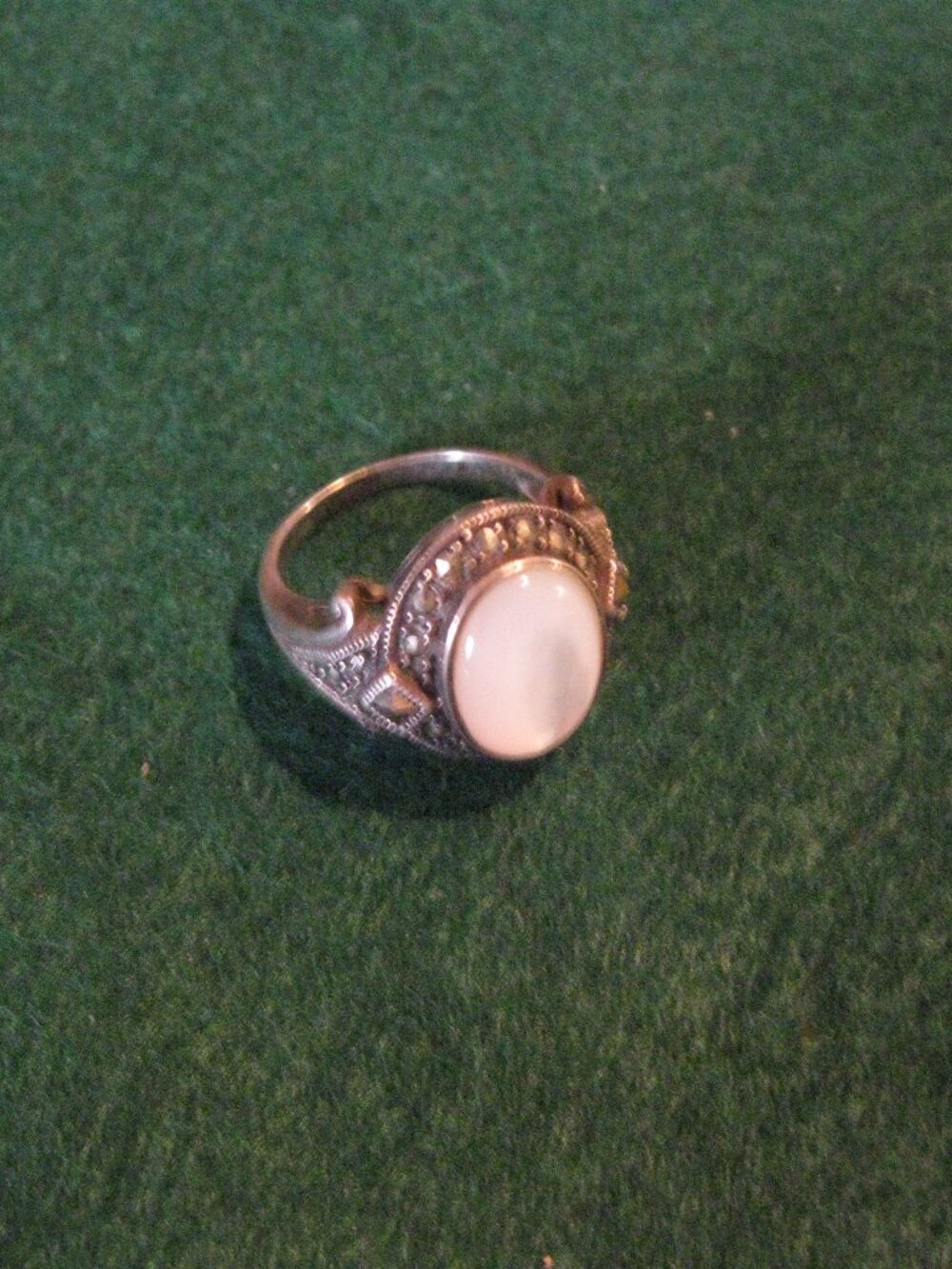 White Quartz & Marcasite Ring